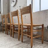 Set of 4 straw chairs circa Dordogne