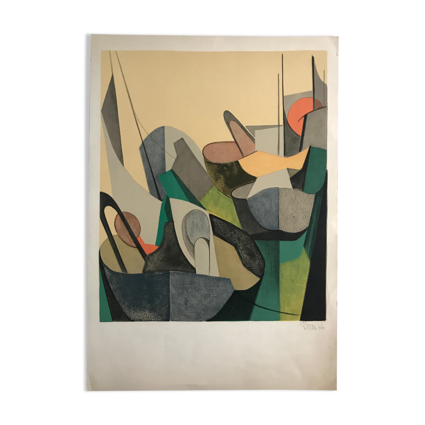 Original lithograph signed in pencil by danièle perré, untitled, 1966