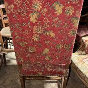 Pair of antique wooden armchairs – floral fabric + matching cushion
