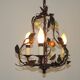 Lustre français à 3 lumières, brun clair, avec feuilles vertes, citrons et oranges 5473
