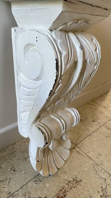 White Patinated Wall Console Shelf