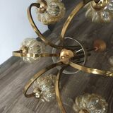 Brass-style chandelier and puffed glass 60/70