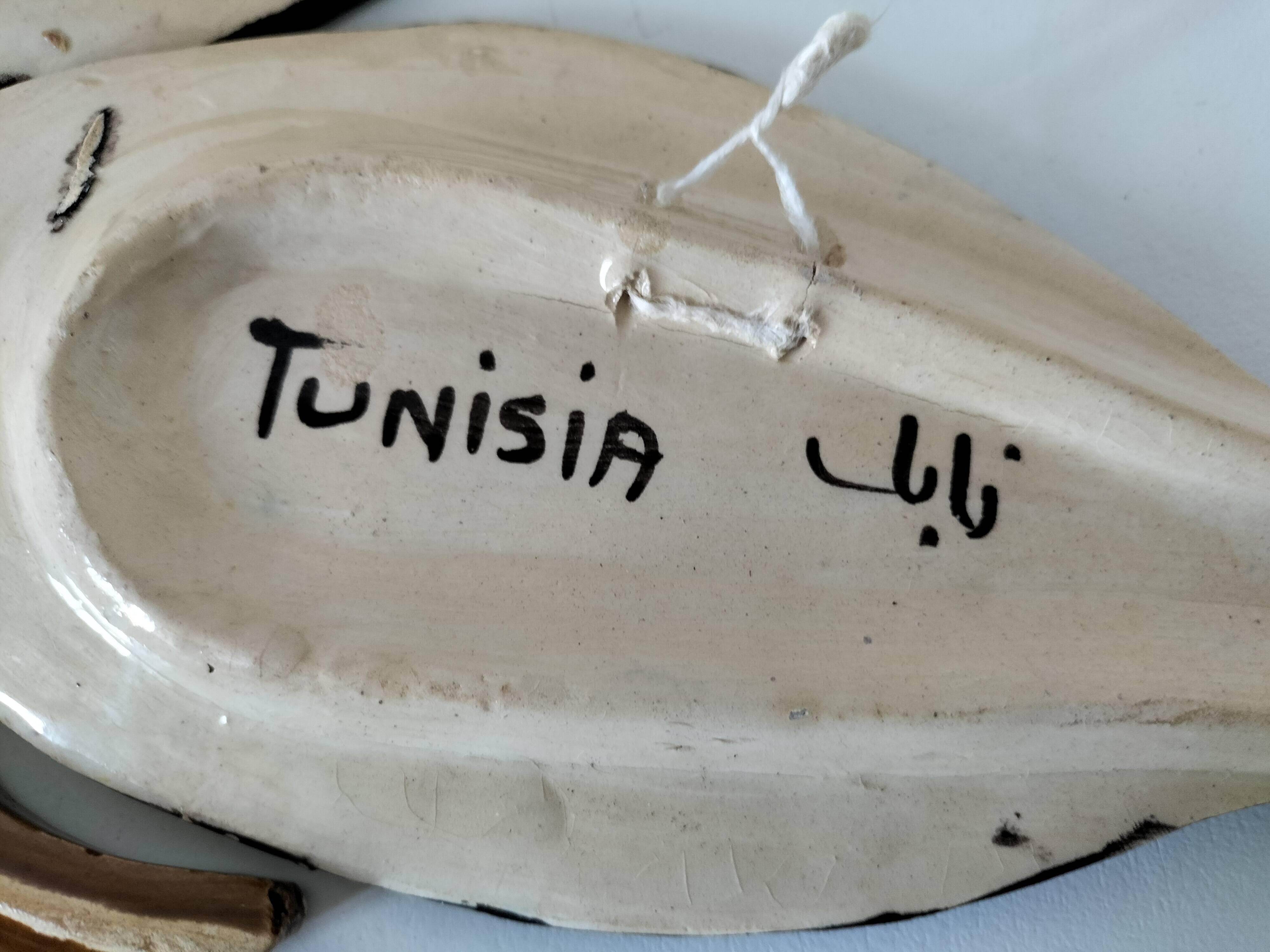 Trio of handcrafted ceramics from Nabeul (Tunisia)
