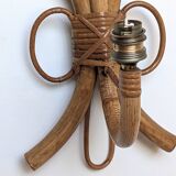 Pair of Louis Sognot rattan wall lights