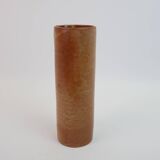 Brown ceramic tube vase signed Roger Jacques under the base