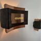Pair of vintage wall lights, matte black metal and copper, Netherlands 1960