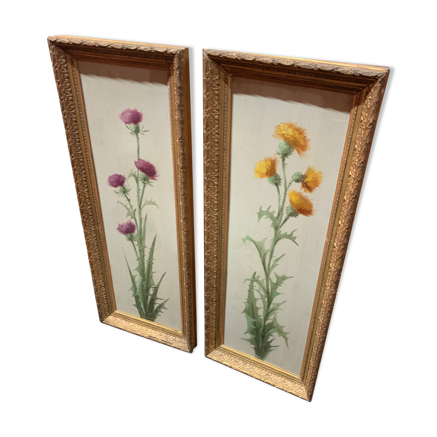 Pair of paint on still life wood