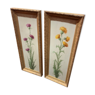 Pair of still life paintings on wood