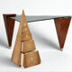 Bureau triangulaire sculptural – Pièce unique en loupes précieuses