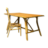 rattan and bamboo table and chair