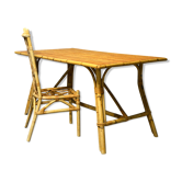rattan and bamboo table and chair
