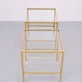 Pair Renato Zevi Brass square side tables 1970s Italy