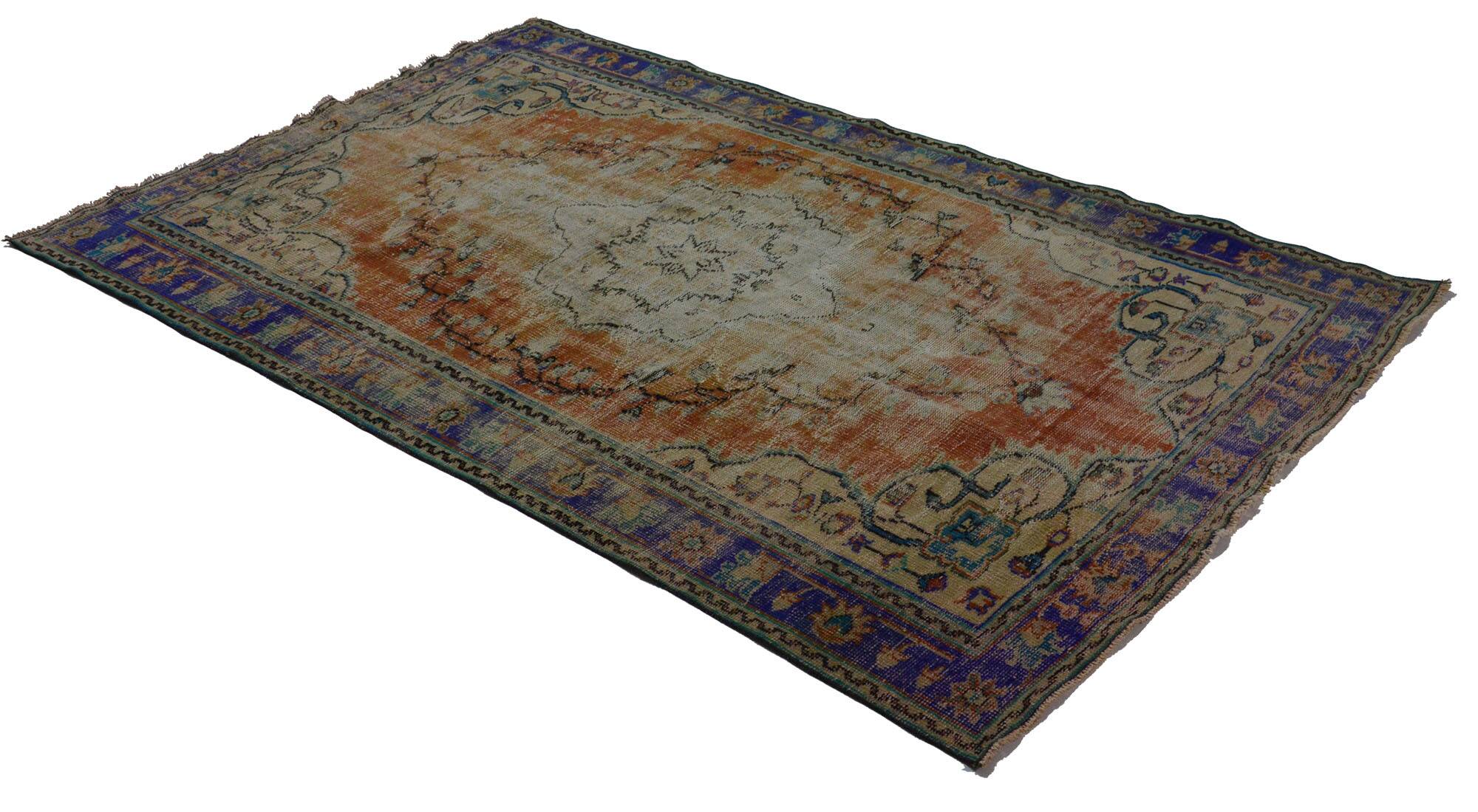 Turkish Anatolian Handmade Vintage Area Rug 258 cm x 161 cm