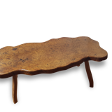 Table basse tronc d'arbre années 70 en bois massif
