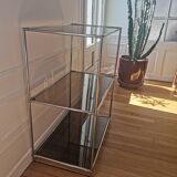 70's Smoked Glass and Chrome Console