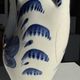 Vintage white ceramic carafe with blue Gjel-style decoration, USSR.