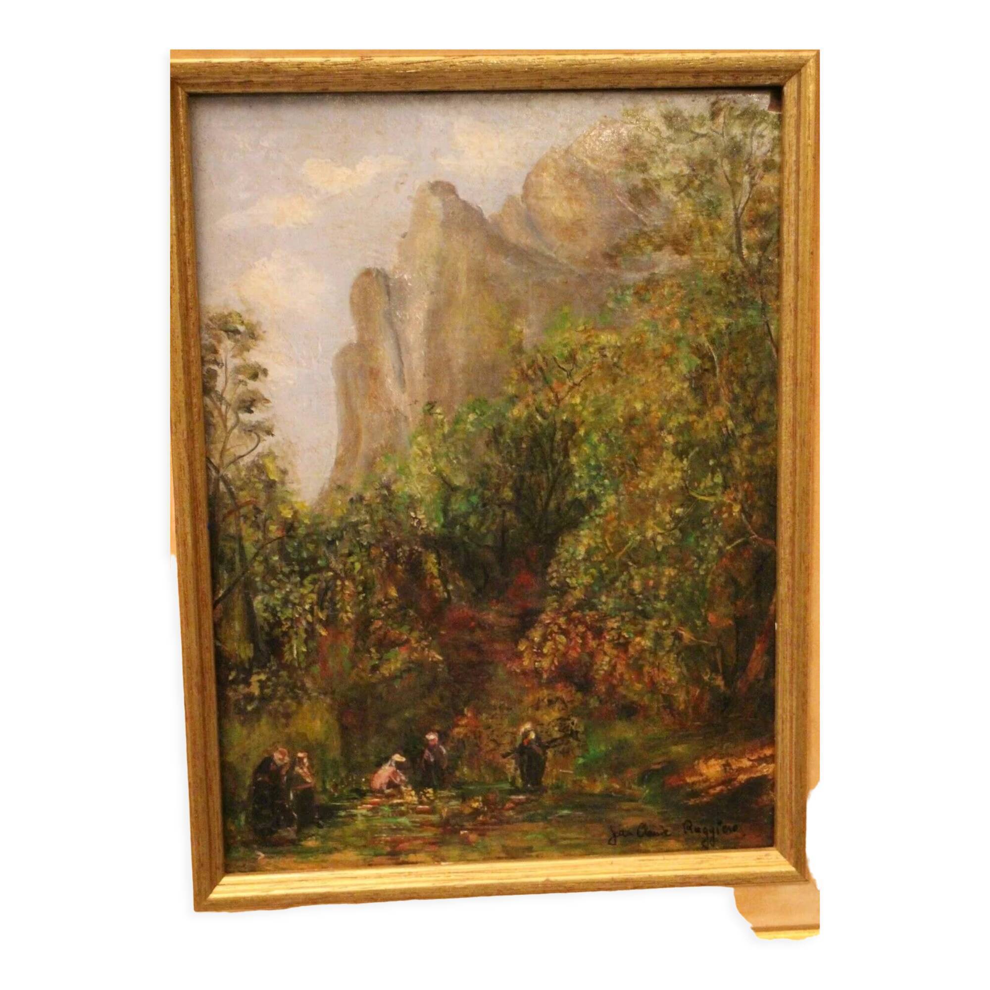 Oil painting on panel Ruggiero animated orientalist landscape Orientalism