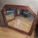 Large asymmetrical mirror fruit wood chevillié 1970 112x83cm