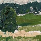 Mid-Century Modern "Green Grove", Vintage Swedish Landscape Oil Painting, Framed