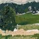 « Green Grove » peinture à l’huile de paysage suédoise vintage, encadrée