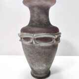 Stunning Postmodern Brown Hand-Molded Scavo Glass Vase, Italy