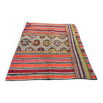Kilim turc en laine orange neutre