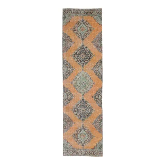 1960s Turkish Hand-Knotted Oriental Runner Rug 100x385