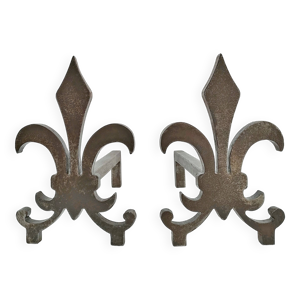 Paire chenets fleur de - lys