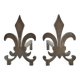 Pair of vintage steel fleur-de-lys andirons