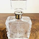 Crystal and 925 silver whisky decanter – Engraved floral decoration