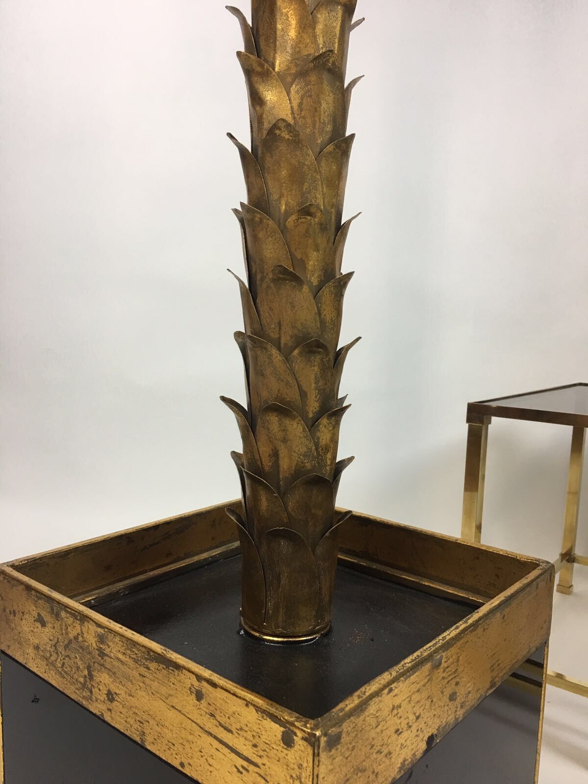 Lampadaire des années 70 forme palmier métal doré