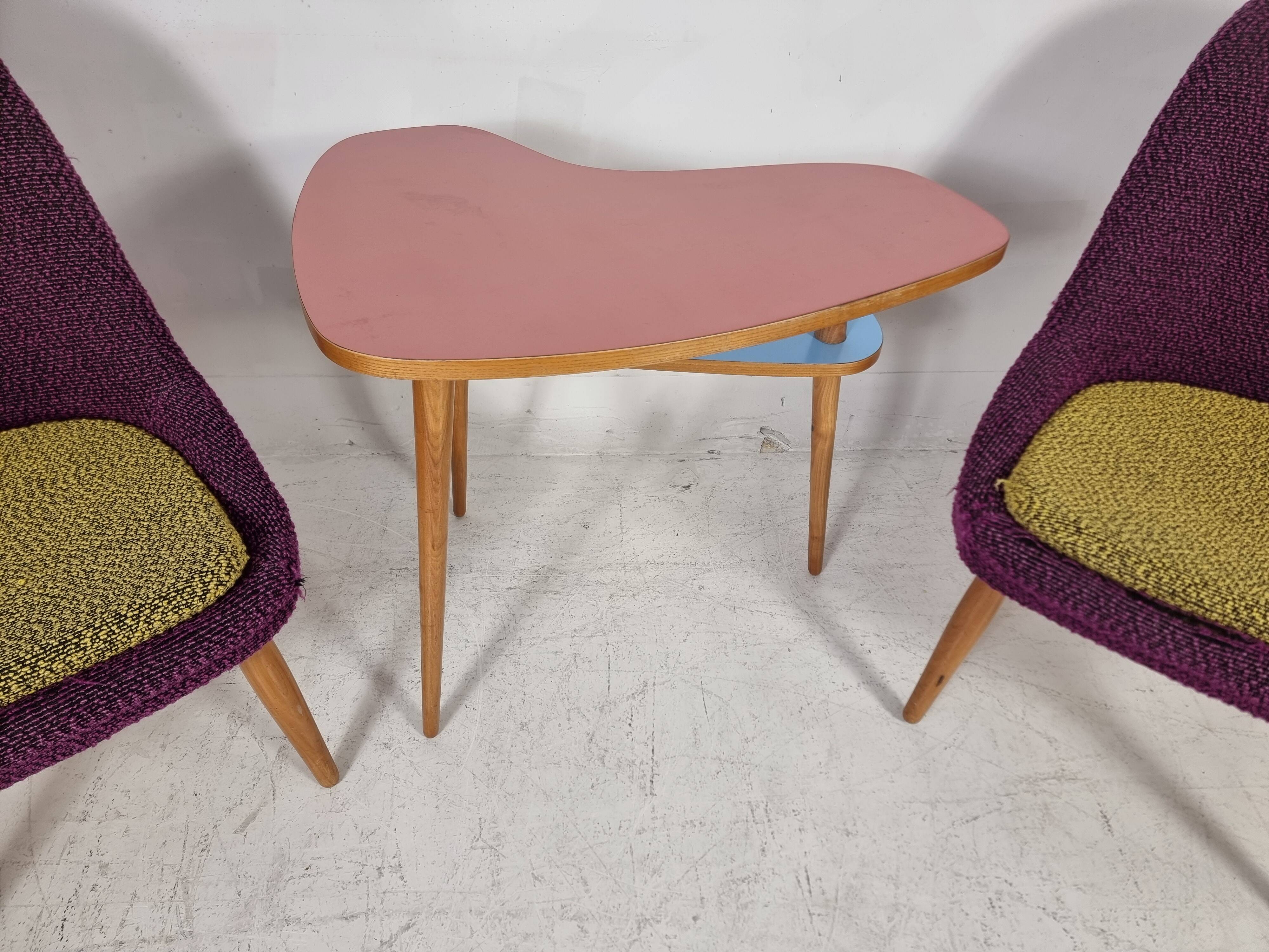 Vintage Chairs and Table, 1960s, Set of 3