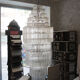 Monumental chandelier of art deco style in metal & crystal