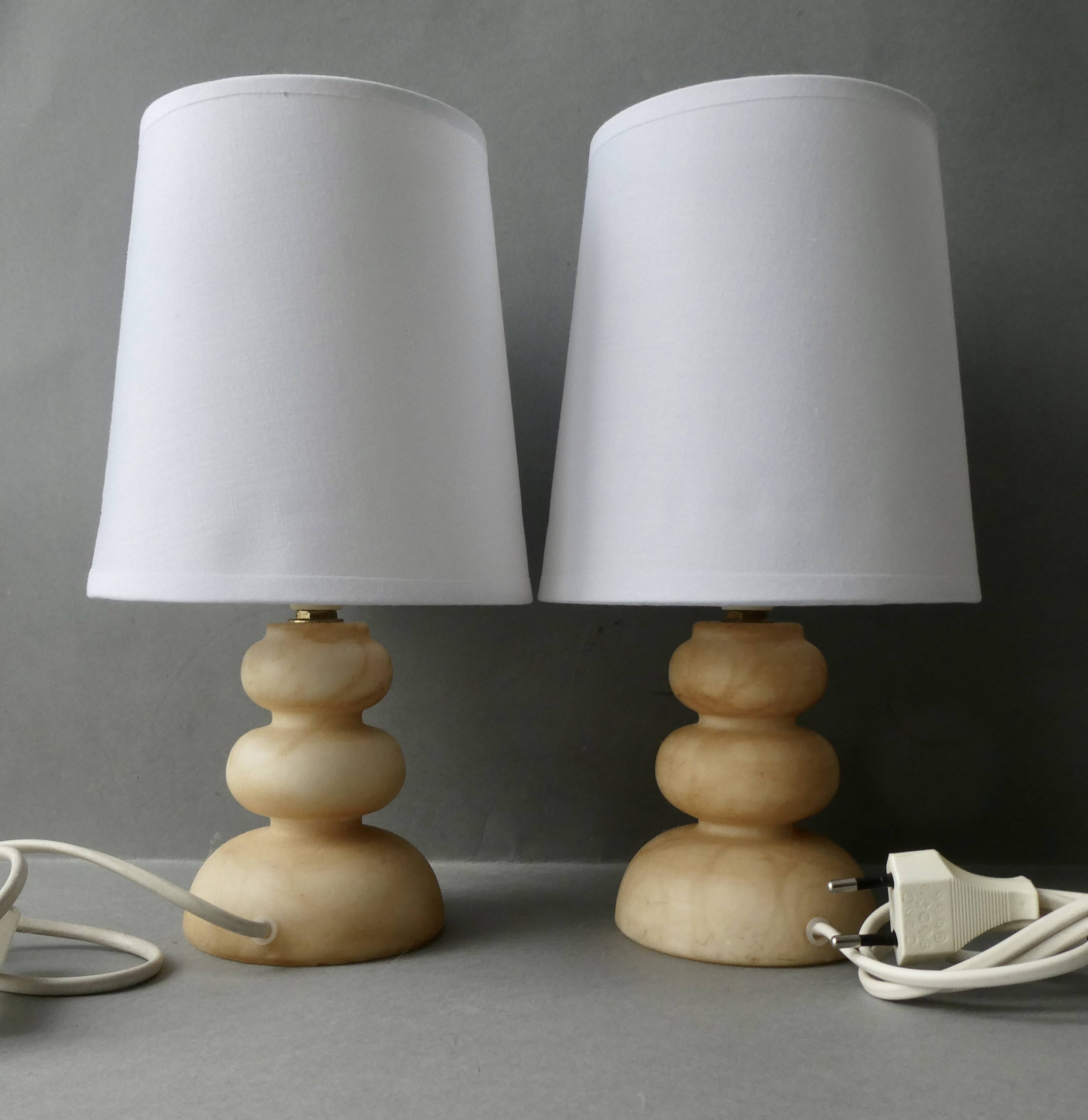 Pair of alabaster lamps, 70s-80s