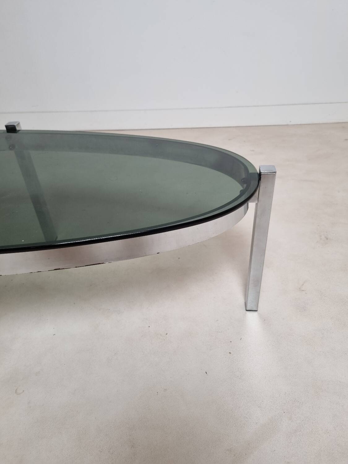 Vintage chrome and smoked glass coffee table
