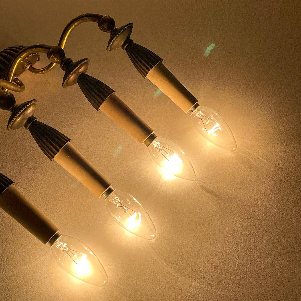 Vintage bronze wall lamps, Italy, 1950s, set of 2