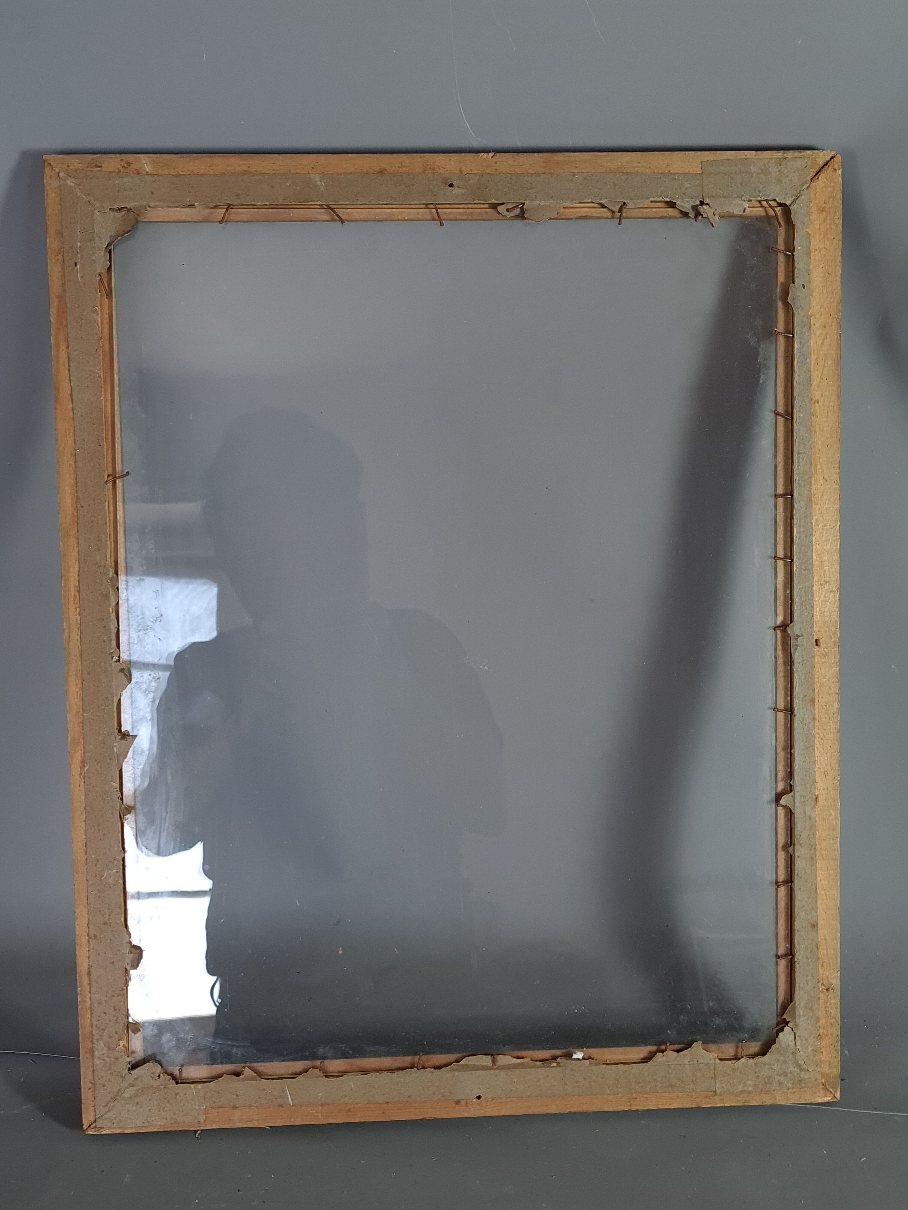 Old frame gilded stucco wood glass 46.5x35.5 cm, hardwood 41.7x32.7 cm SB