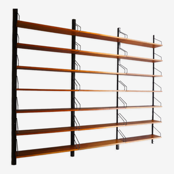 Vintage teak wall shelving system shelves by Poul Cadovius, 1960s