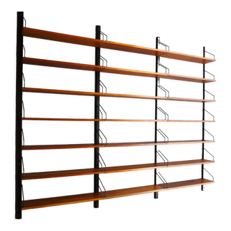 Vintage teak wall shelving system shelves by Poul Cadovius, 1960s