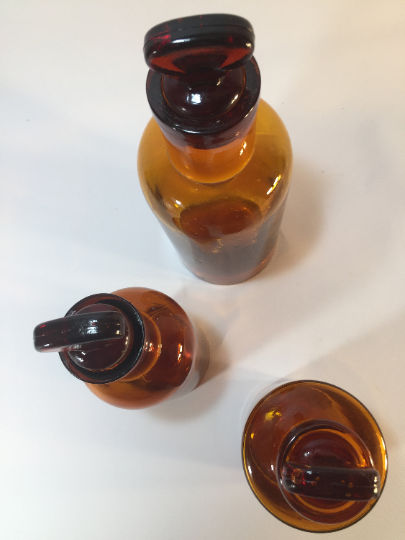 Lot of three pharmacy flasks