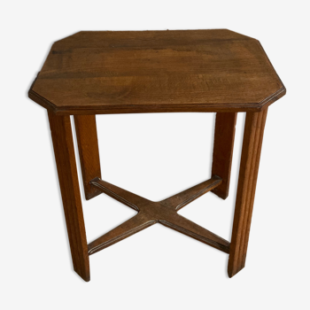 Table d’appoint en bois art déco / bout de canapé ou guéridon vintage