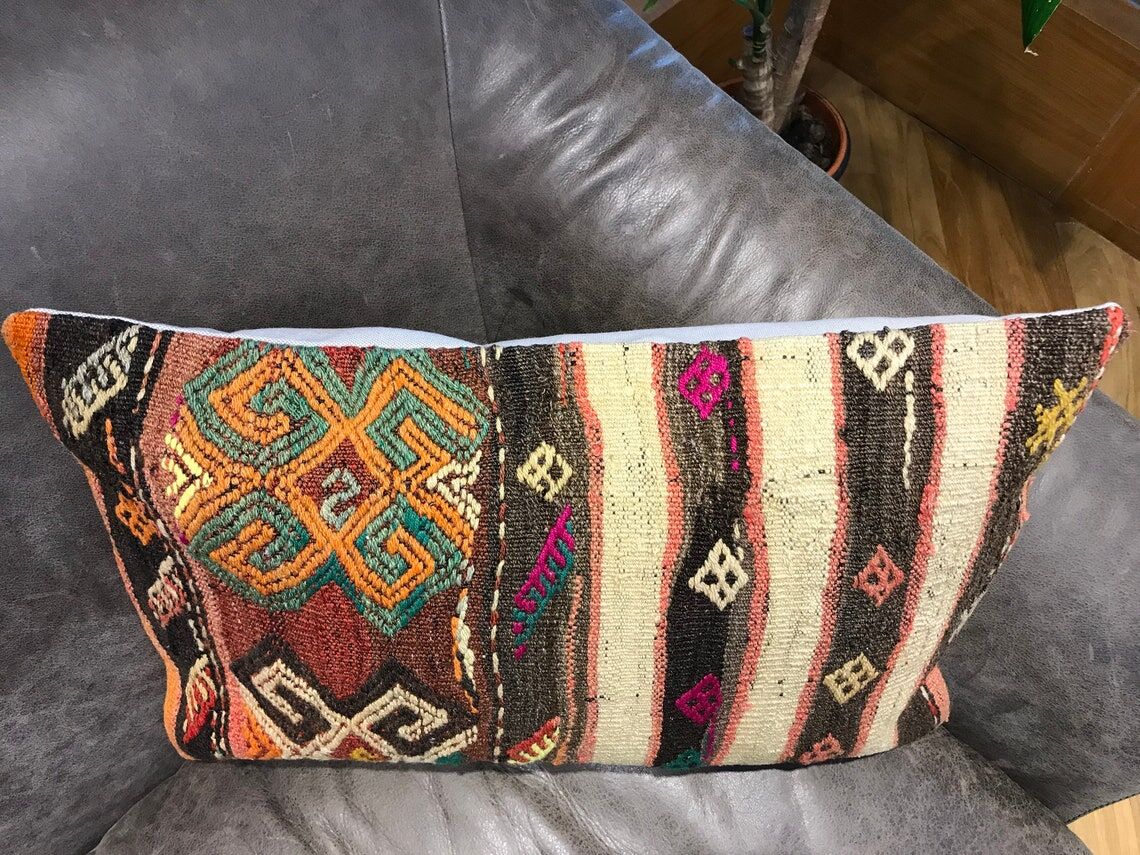 Turkish Kilim Lumbar Pillow