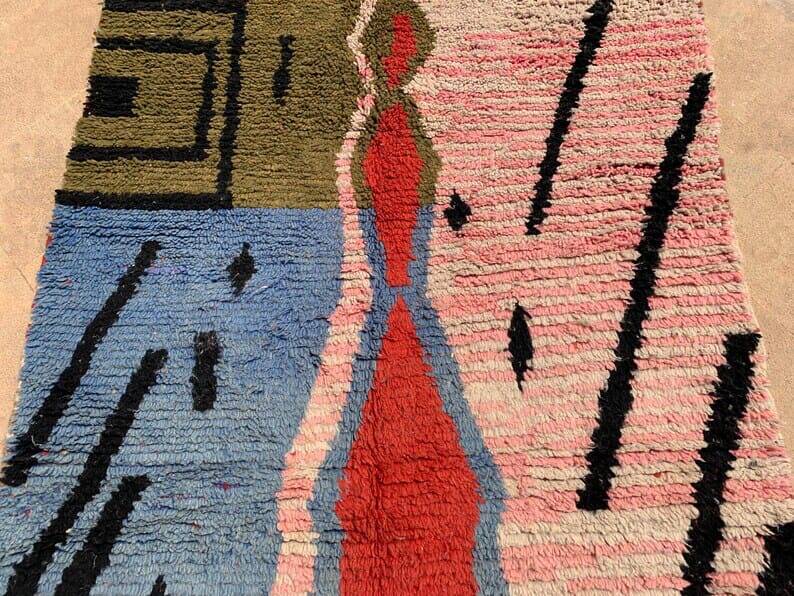 Handwoven, colorful pure wool rug, size 250 x 250 cm