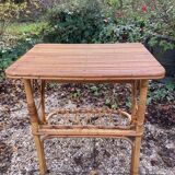 Vintage rattan magazine rack table