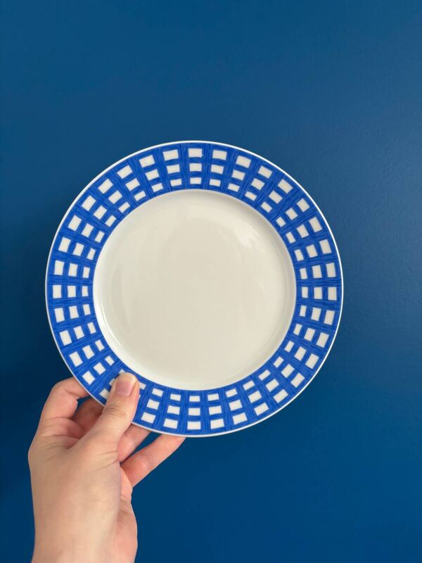 Lot de 6 assiettes à dessert Guy Degrenne  modèle paréo bleu vintage - serv