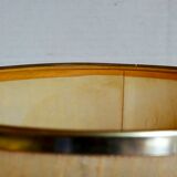 Modernist lamp chromed metal 70s, beige canvas lampshade