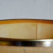 Modernist lamp chromed metal 70s, beige canvas lampshade