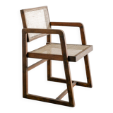 French Mid Century Wooden Box Dining Office Chair Pierre Jeanneret, 1950s
