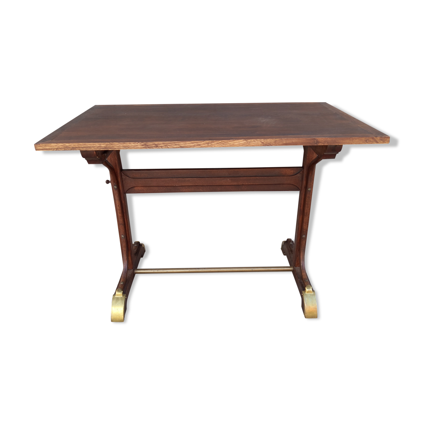 Table bistrot en bois courbé et laiton 1930