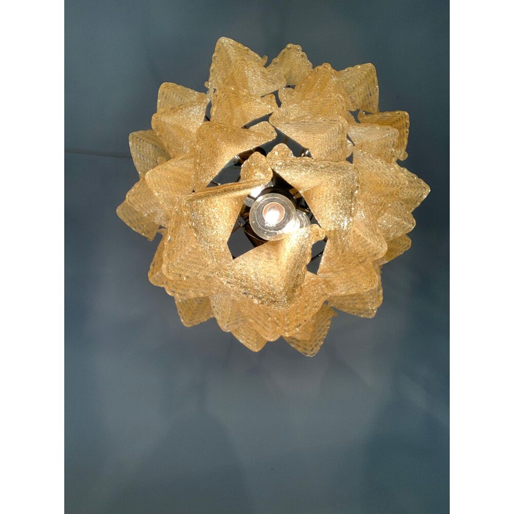 Gold “rondini” murano glass cascade chandelier